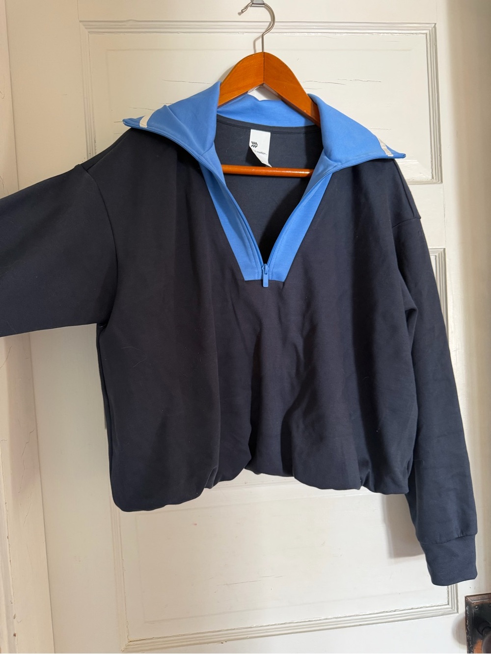 Athletic Navy Quarter zip Pullover with Light Blue